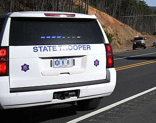 An Arkansas State Police unit is shown at the scene of a traffic collision on Feb. 13. (The Sentinel-Record/Lance Brownfield/File)